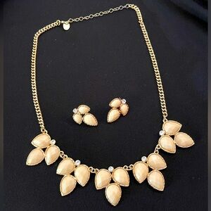 Pink/ gold earrings and necklace set